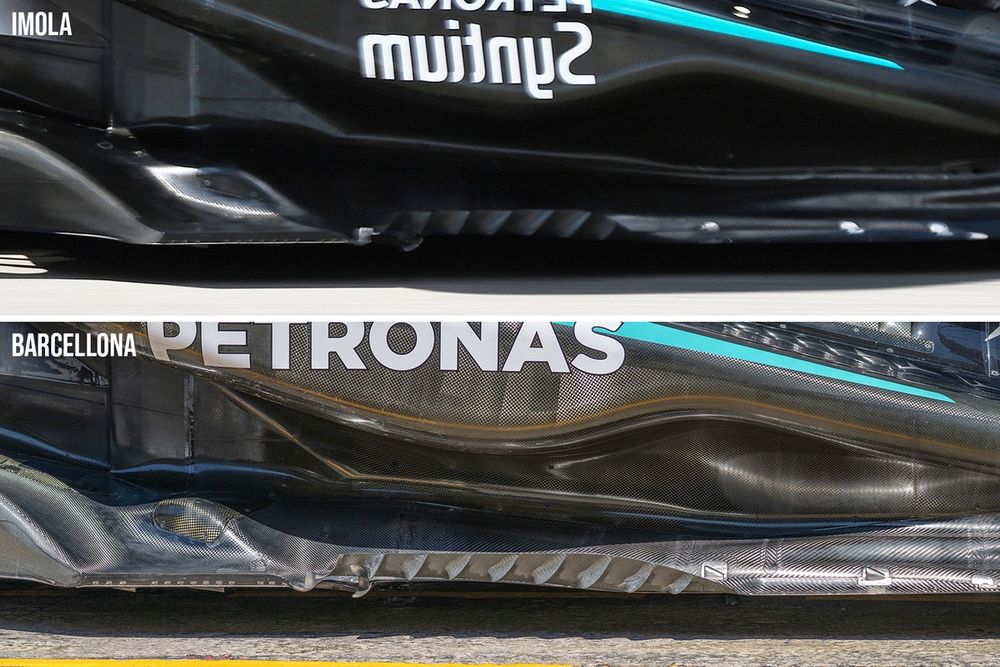 Confronto  fra il fondo Mercedes di Imola e quello di Barcellona