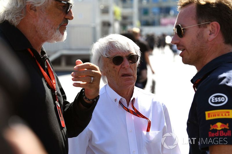 Flavio Briatore, Bernie Ecclestone, Christian Horner, Red Bull Racing Team Principal