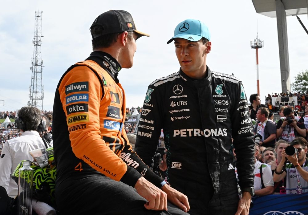 Lando Norris, McLaren, George Russell, Mercedes