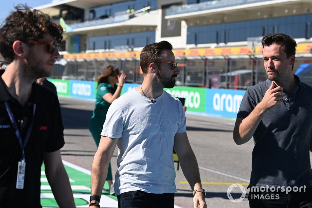 Former IndyCar driver James Hinchcliffe and Jolyon Palmer