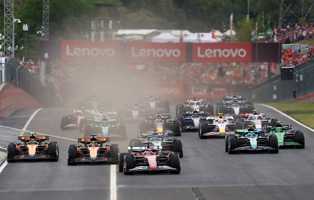 Charles Leclerc, Ferrari leads at the start
