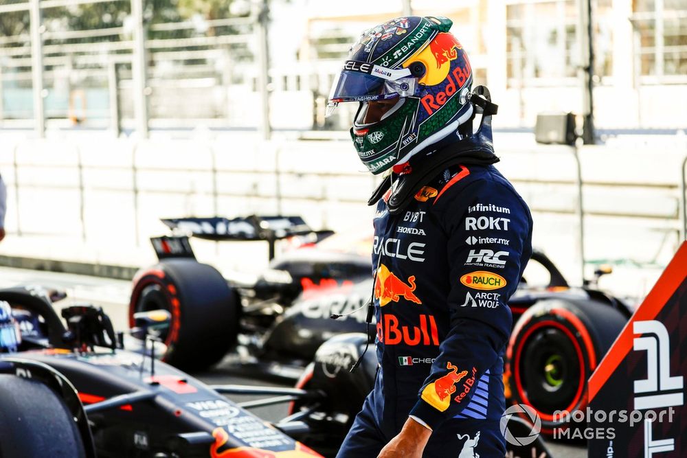 Sergio Pérez, Red Bull Racing, en Parc Ferme tras la clasificación Sprint