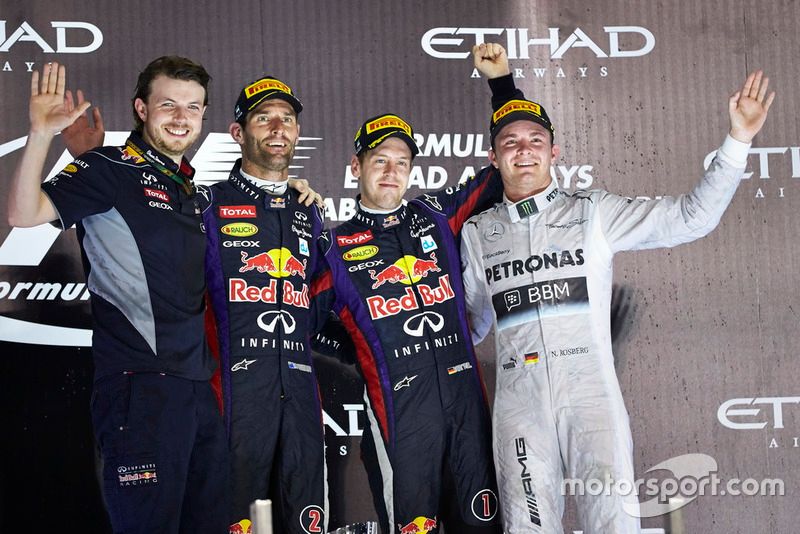 Podio: ganador de la carrera Sebastian Vettel, Red Bull Racing, segundo lugar Mark Webber, Red Bull Racing, tercer lugar Nico Rosberg, Mercedes AMG