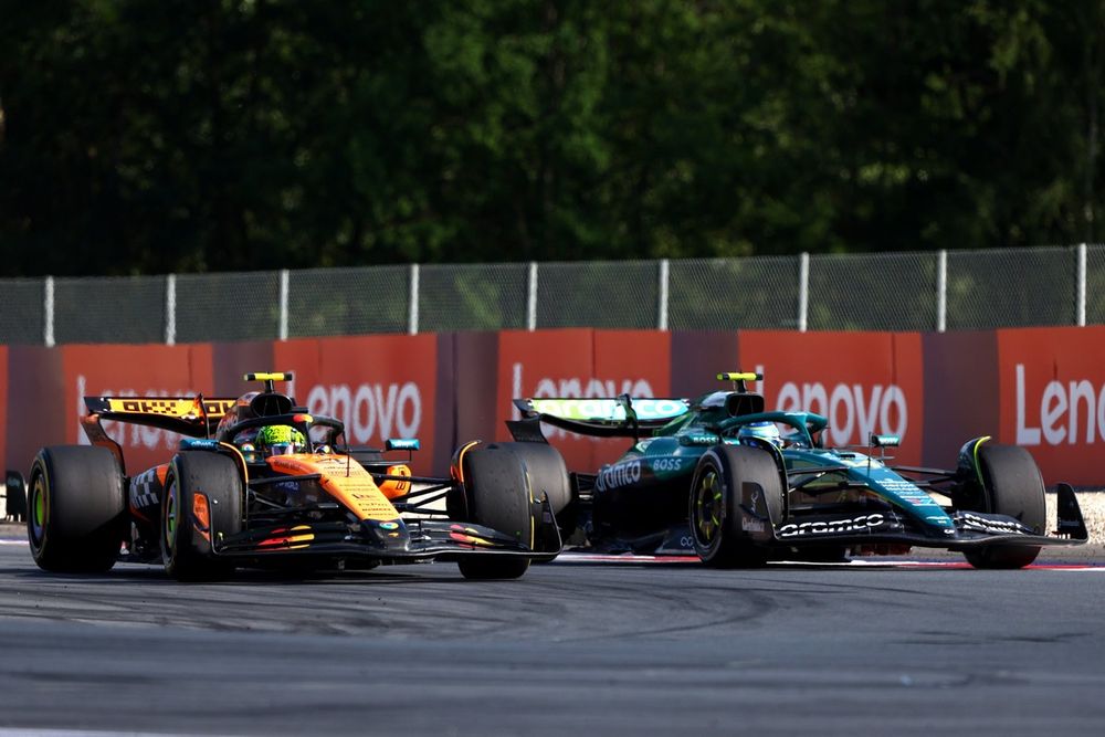 Lando Norris, McLaren, Fernando Alonso, Aston Martin Racing