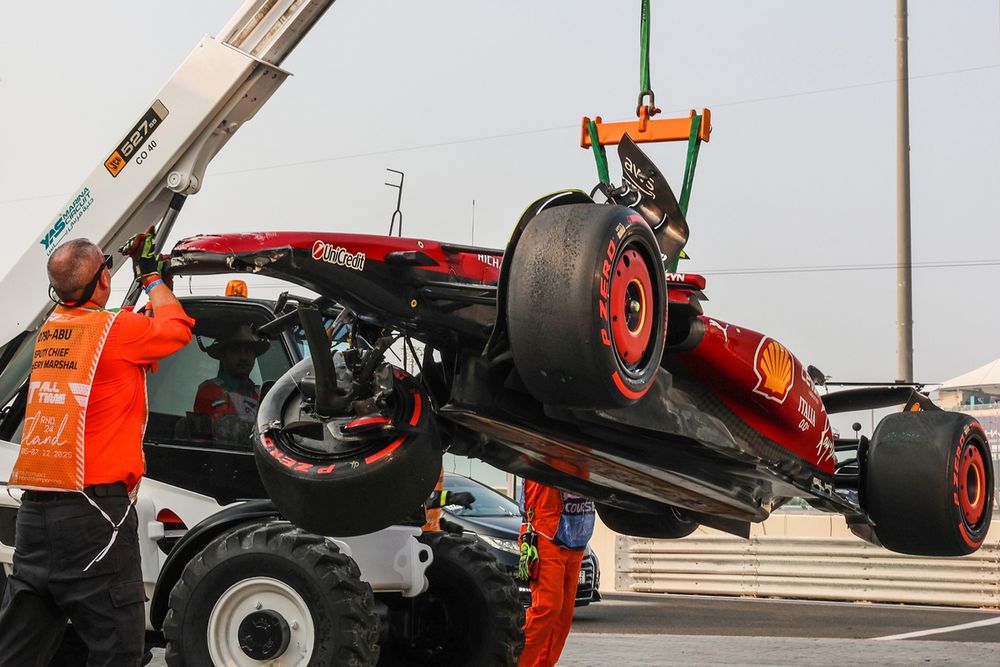 Car of Lewis Hamilton, Ferrari after his crash