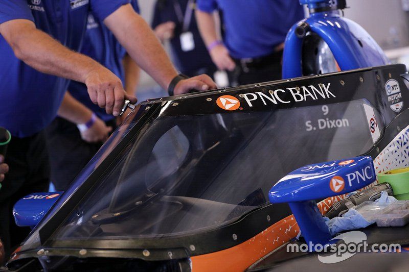 The addition of the aeroscreen on Scott Dixon's Chip Ganassi Racing Honda.
