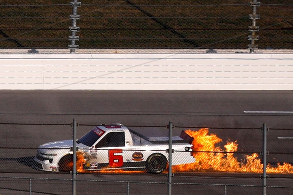 Norm Benning up in flames