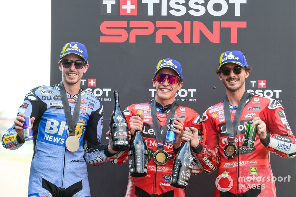 Het sprintpodium in Thailand stemde Bagnaia niet geheel tevreden.
