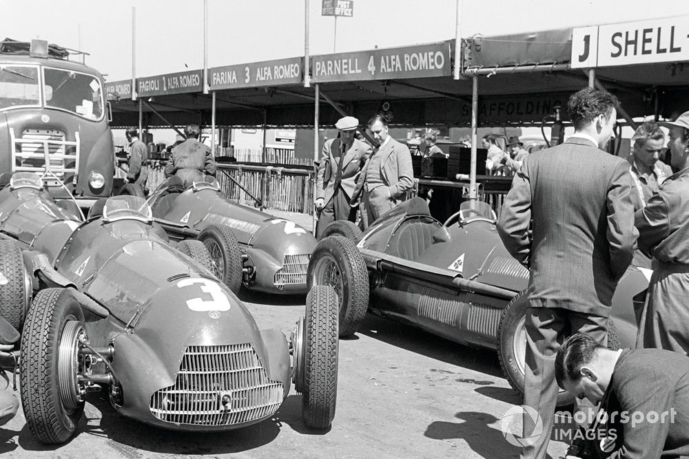 The quartet of Alfa Romeo 158s for Fagioli, Fangio, Farina and Parnell 