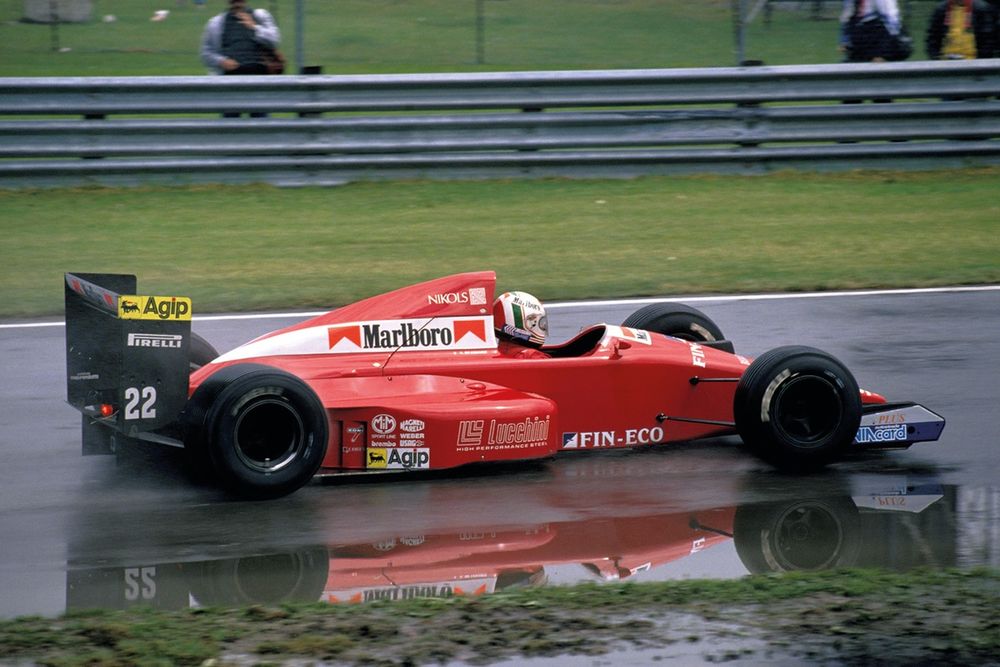 Andrea de Cesaris on the way to third place in the Dallara 189 at the 1989 Canadian GP