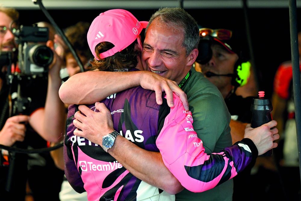 Dad Marco was on hand to celebrate sprint qualifying coup in Miami 