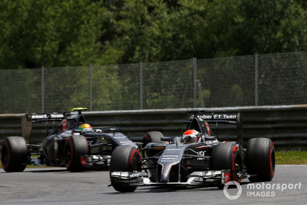 Adrian Sutil, Sauber C33 Ferrari, leads Esteban Gutierrez, Sauber C33 Ferrari.