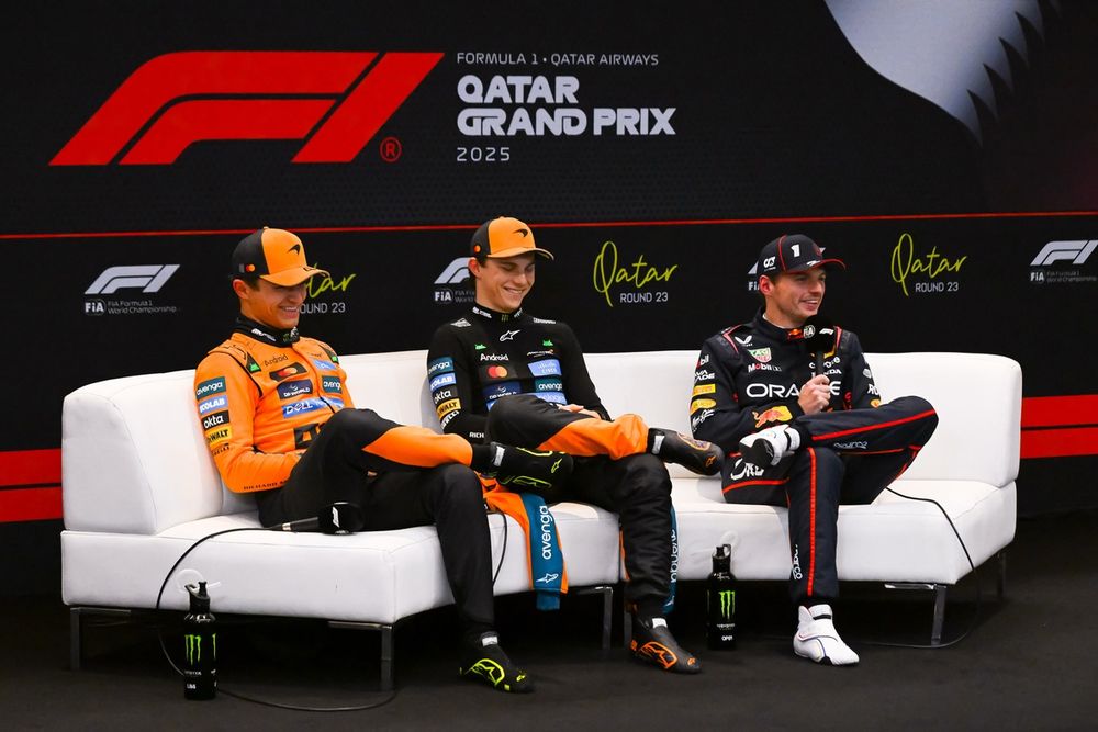 Lando Norris, McLaren, Oscar Piastri, McLaren, Max Verstappen, Red Bull Racing