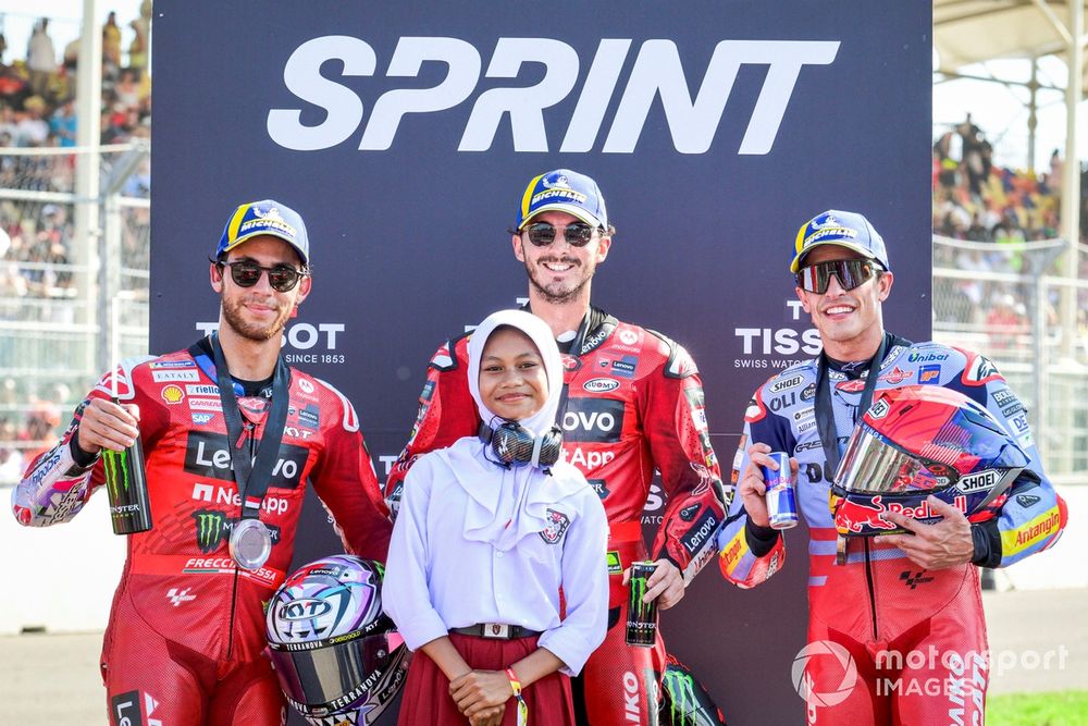 Francesco Bagnaia, Ducati Team, Enea Bastianini, Ducati Team, Marc Marquez, Gresini Racing