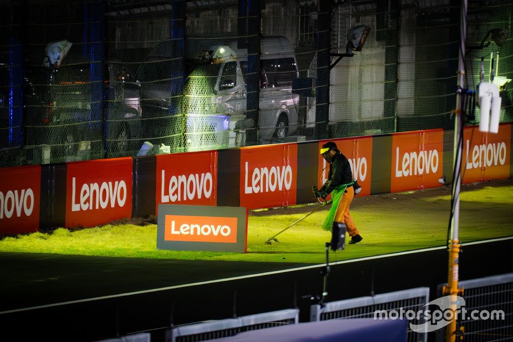 Lawn mowing in progress, in Suzuka circuit
