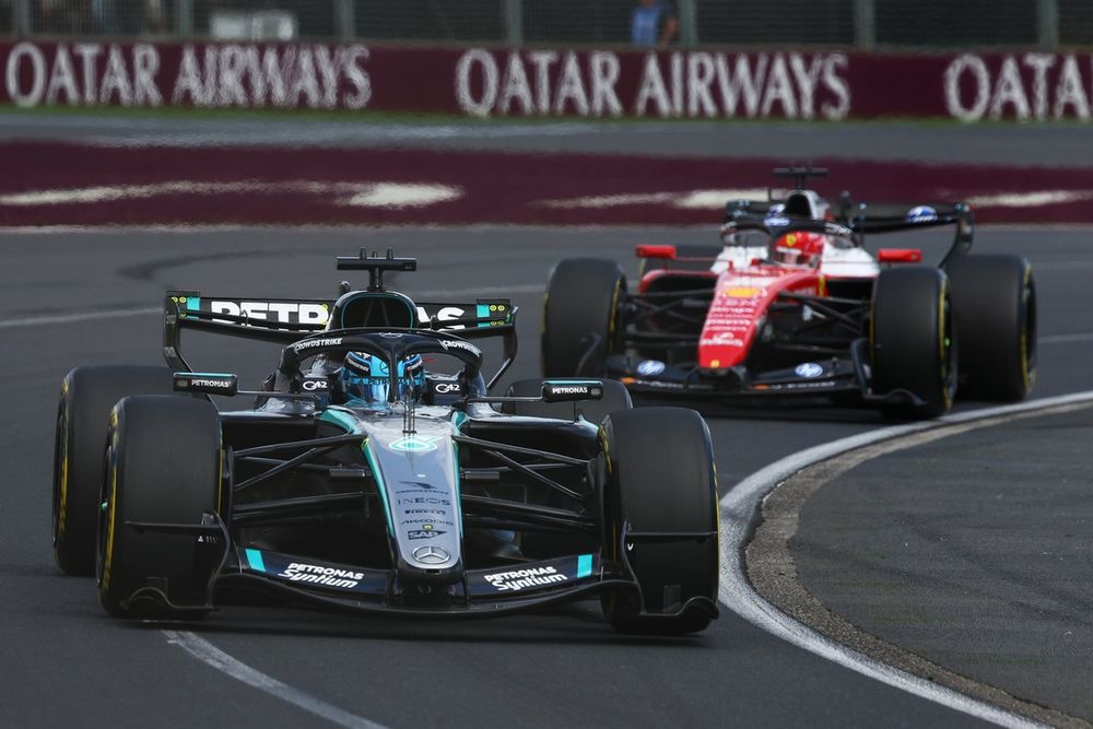 Charles Leclerc, Ferrari, George Russell, Mercedes