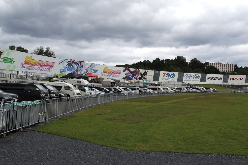 Parts of Motegi oval continue to be used for parking 