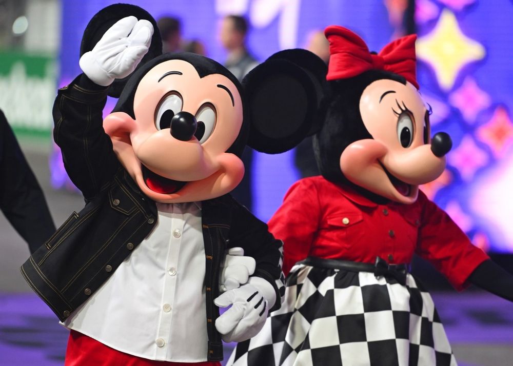 Mickey and Minnie Mouse in the Paddock