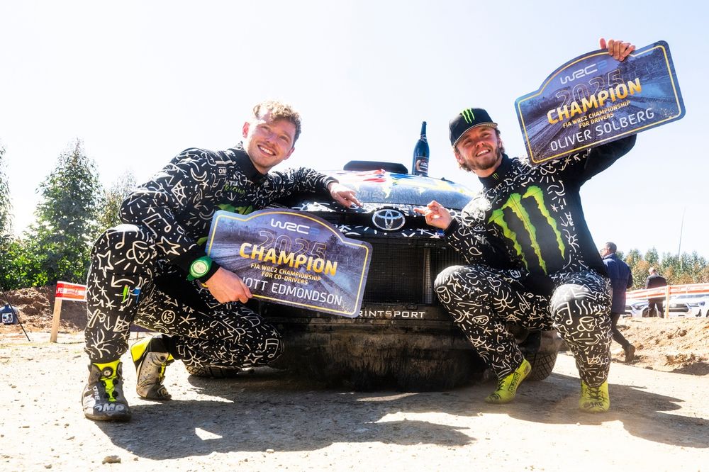 Solberg and Edmondson celebrate the 2025 WRC2 title - but fighting for the top tier crown will be a much bigger challenge