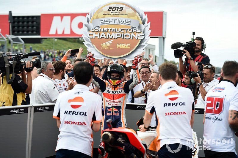 En 2019 Marc Márquez ganó la carrera en Motegi, cerficándo el título de constructores para Honda, el de pilotos ya lo había ganado en el GP anterior, en Tailandia