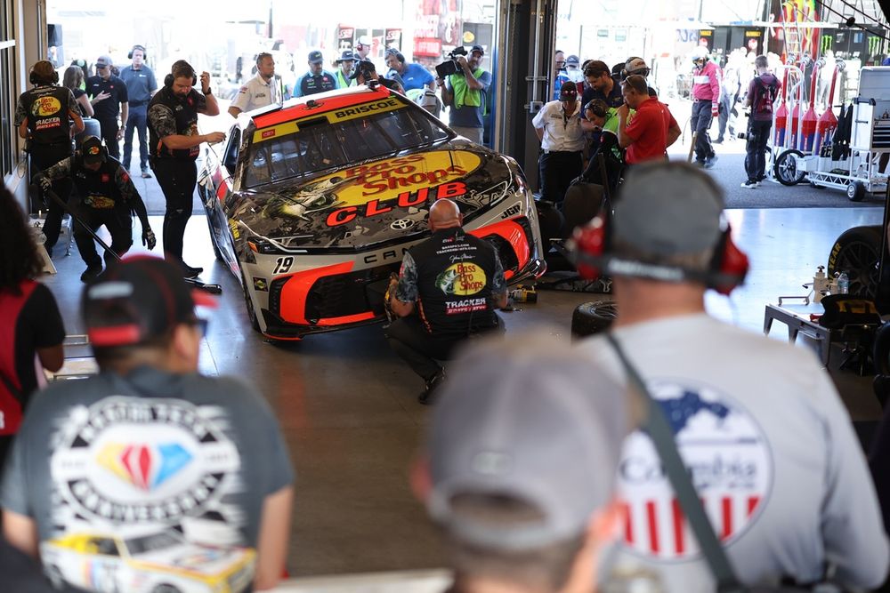 Chase Briscoe in the garage, Joe Gibbs Racing Toyota