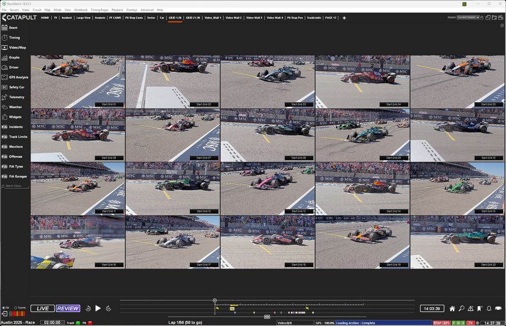Le telecamere integrate nei pannelli sulla griglia di partenza per individuare eventuali false start