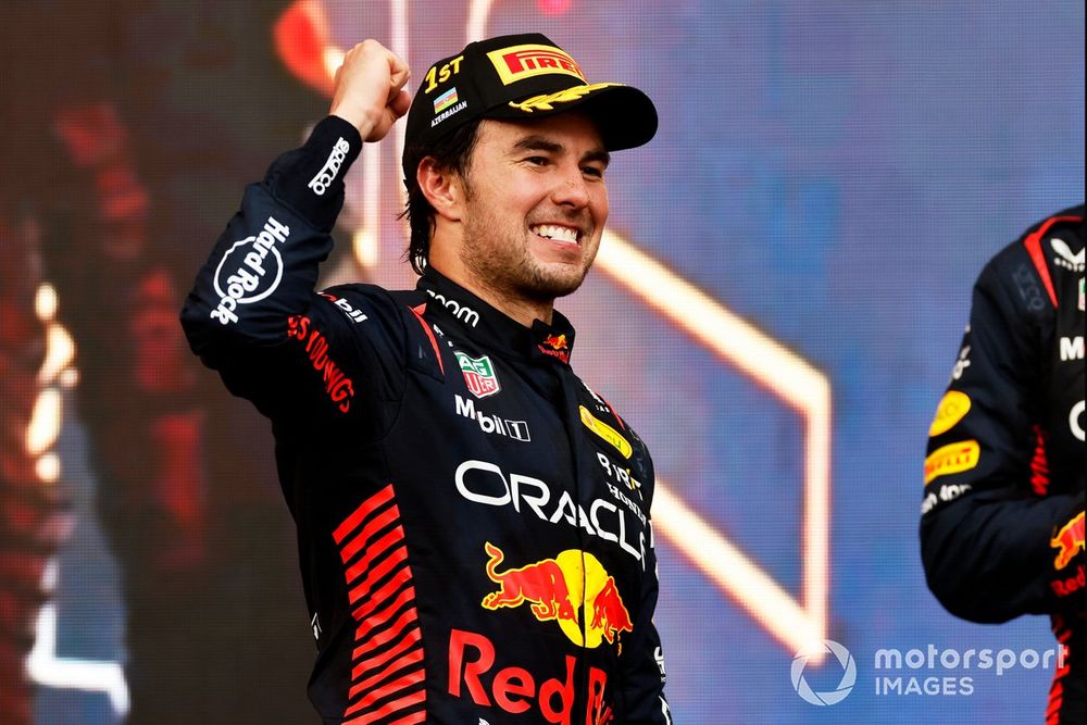 Podio: ganador Sergio Pérez, Red Bull Racing