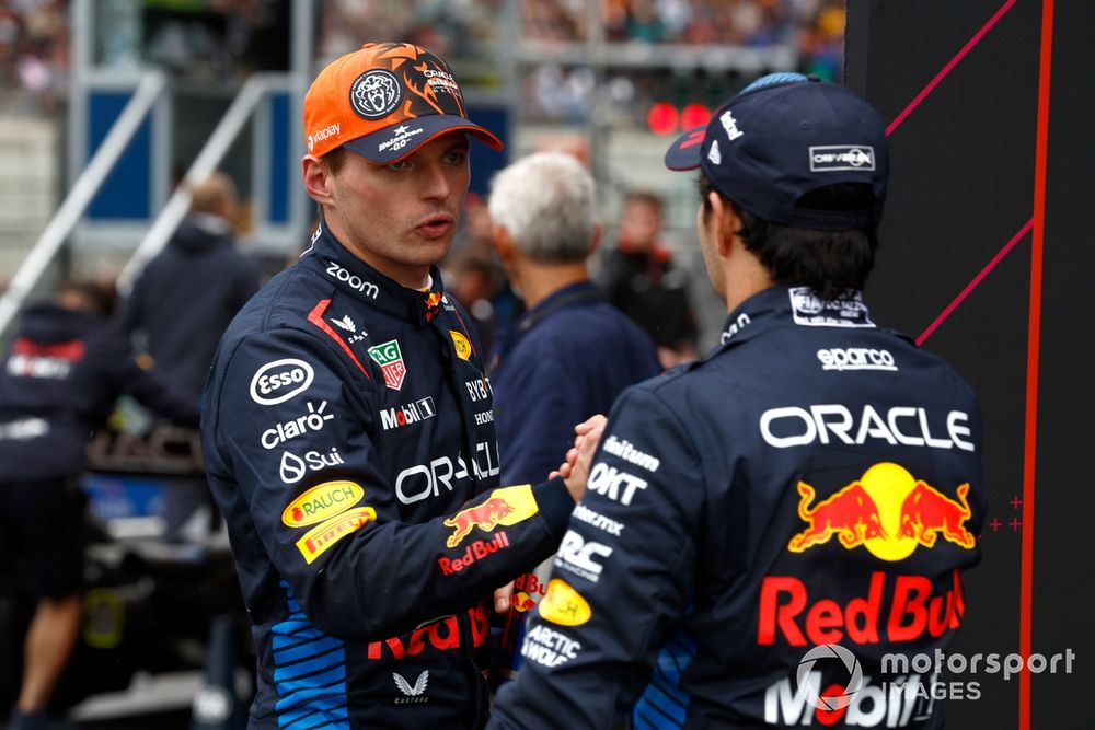 Pole man Max Verstappen, Red Bull Racing, amd Sergio Perez, Red Bull Racing