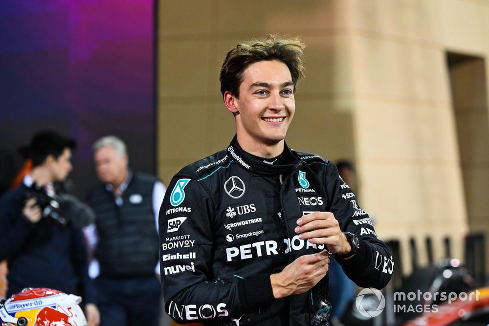 George Russell, Mercedes-AMG F1 Team, in Parc Ferme after Qualifying