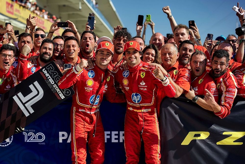 Charles Leclerc, Scuderia Ferrari, 1st position, Carlos Sainz, Scuderia Ferrari, 2nd position