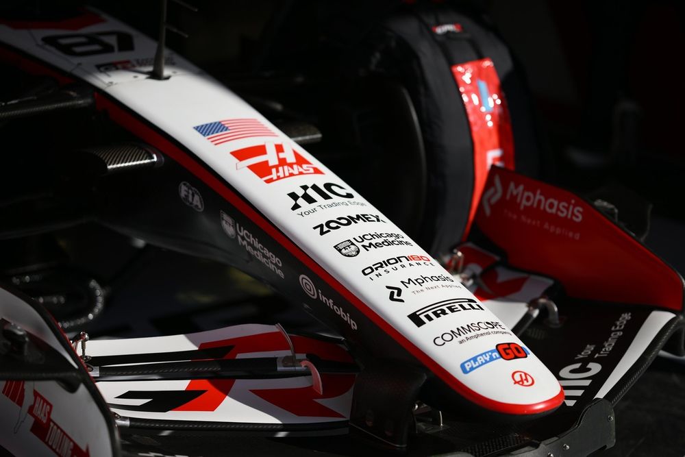 The nose of the Haas F1 car