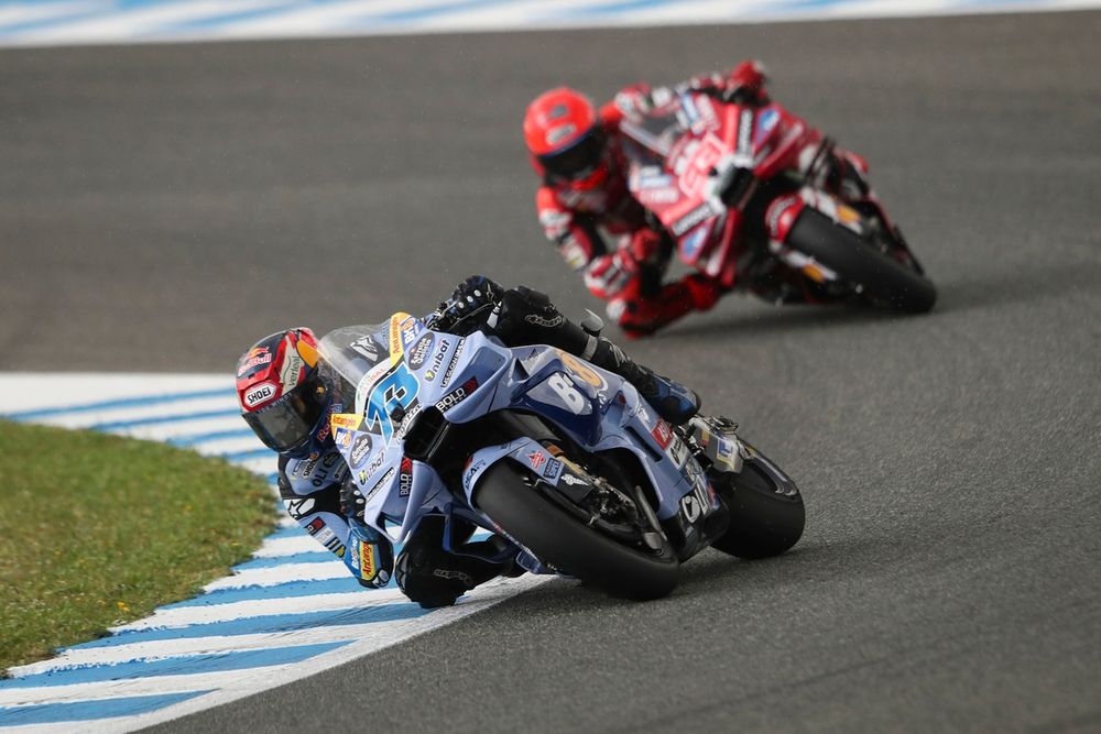 Alex Marquez appeared to have the race pace edge over the other Ducati riders in the dry