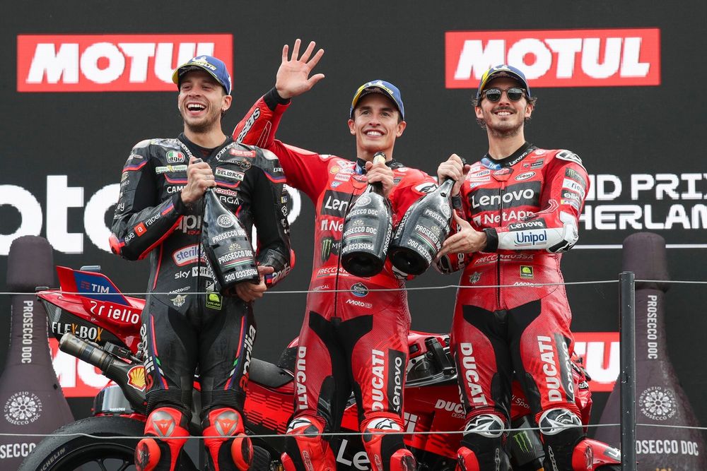 Francesco Bagnaia, Ducati, Marco Bezzecchi, Aprilia Racing, Marc Márquez, Ducati
