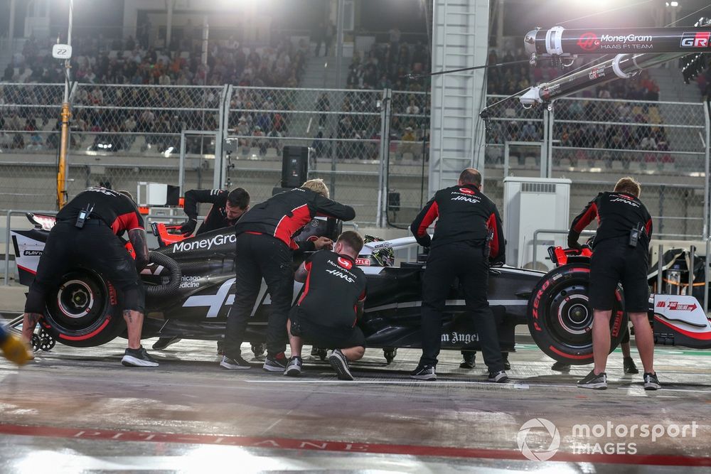 Mechanics travel with their car to legality checks and into the pitlane for pitstop practice