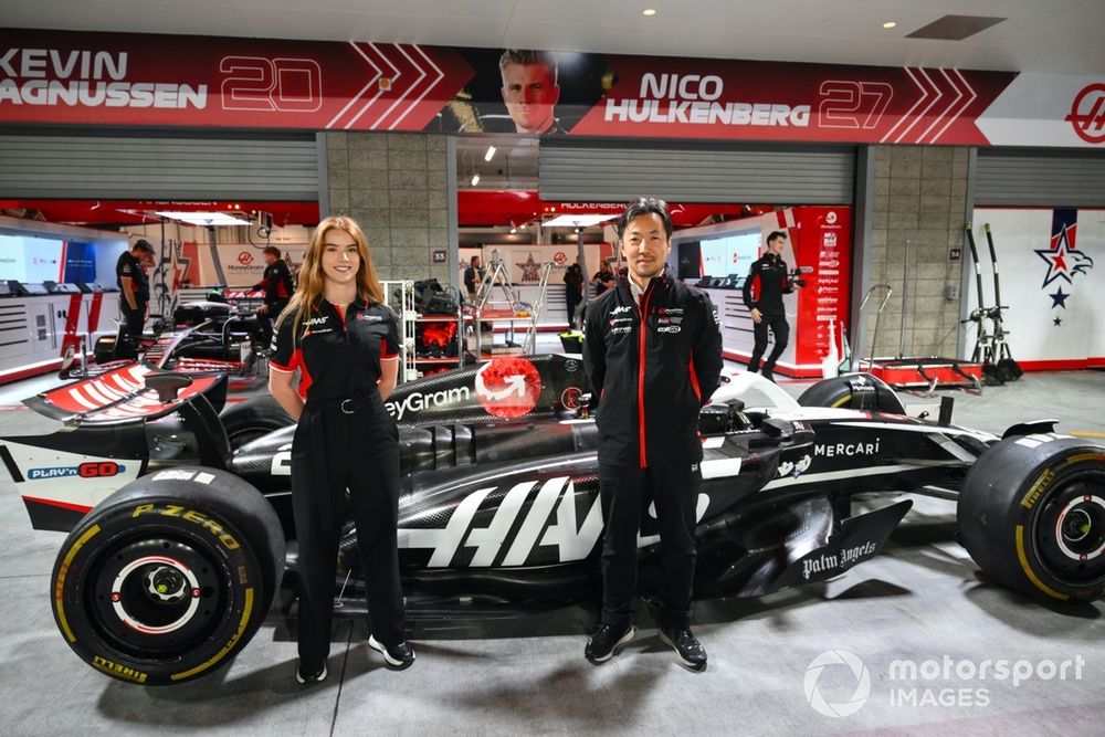 Ayao Komatsu, Team Principal, Haas F1 Team, Courtney Crone, HAAS F1 Academy Driver