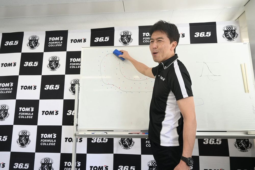 伊藤監督がホワイトボード消しで指し示しているのが、文中にあるヘアピン区間