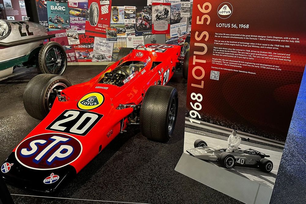 Lotus 56 is among the Indycars on display at the Silverstone Museum in the British Success Story exhibit