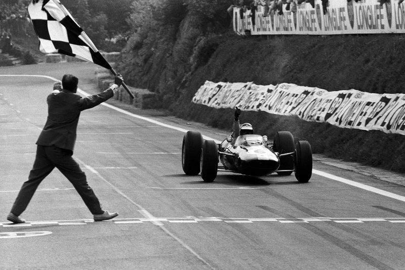 Pictured winning at Charade, Jim Clark overwhelmingly dominated the 1965 F1 season