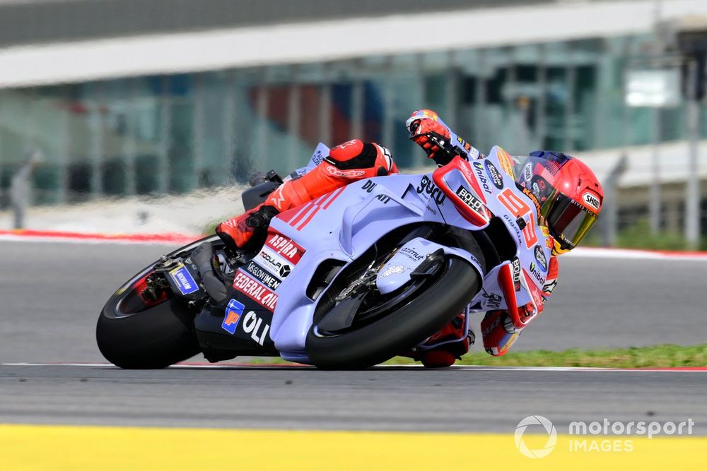 Marc Márquez in actie tijdens de MotoGP-training in Portimão.