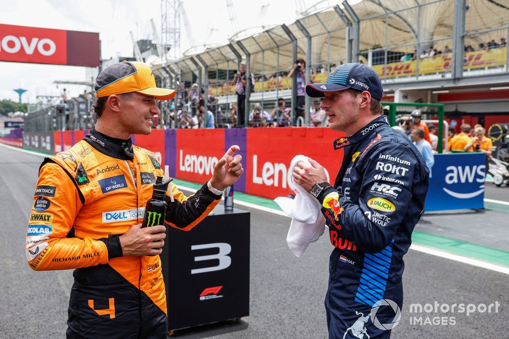 Lando Norris, McLaren F1 Team, Max Verstappen, Red Bull Racing, Parc Ferme