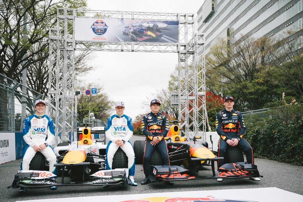 Max Verstappen, Yuki Tsunoda, Liam Lawson, Isack Hadjar, Red Bull Showrun × Powered by Honda