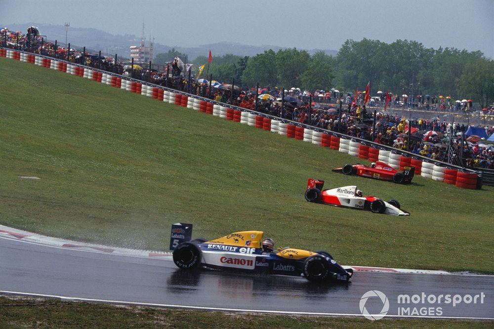 Nigel Mansell, Williams FW14 Renault, Alain Prost, Ferrari 642, Gerhard Berger, McLaren MP4/6 Honda