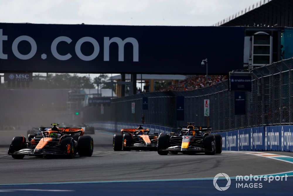 Norris defended from Verstappen at the restart and pulled away with ease