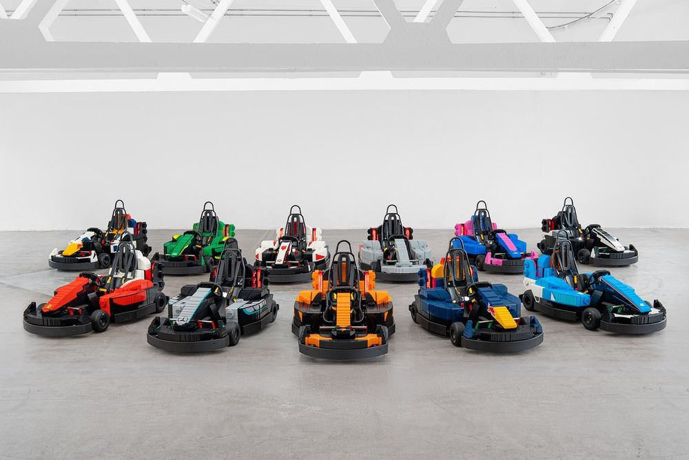 Los minicoches de Lego que usarán los 22 pilotos antes del Gran Premio de Gran Bretaña del domingo.