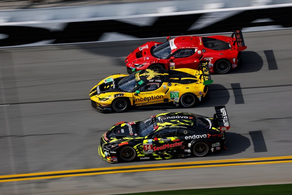 #14 Vasser Sullivan Racing Lexus RC F GT3: Jack Hawksworth, Ben Barnicoat, Kyle Kirkwood, #70 Inception Racing Ferrari 296 GT3 EVO: Brendan Iribe, Frederik Schandorff, Ollie Millroy, David Fumanelli, #62 Risi Competizione Ferrari 296 GT3 EVO: Daniel Serra, Davide Rigon, Alessandro Pier Guidi
