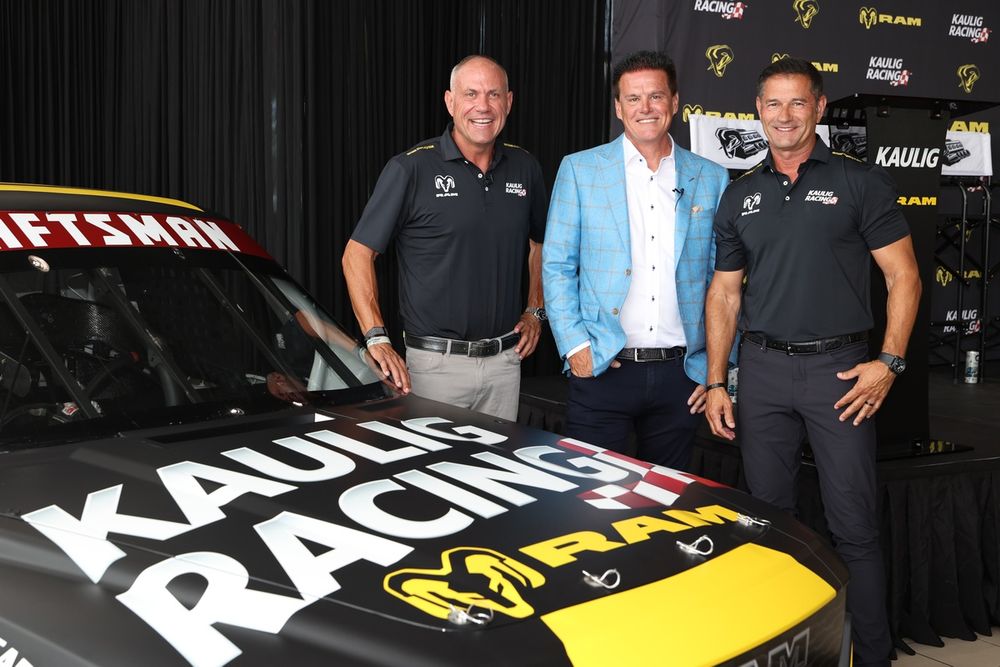 Matt Kaulig, Chris Rice, Ty Norris at Kaulig Racing Ram announcement