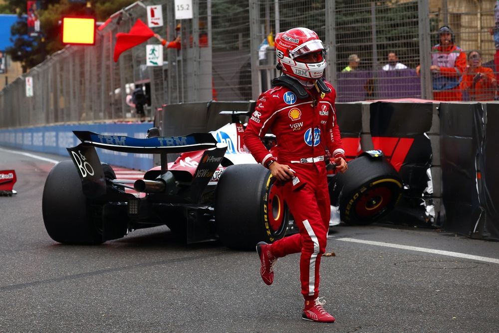 Leclerc escapes the scene of the crime at Turn 15