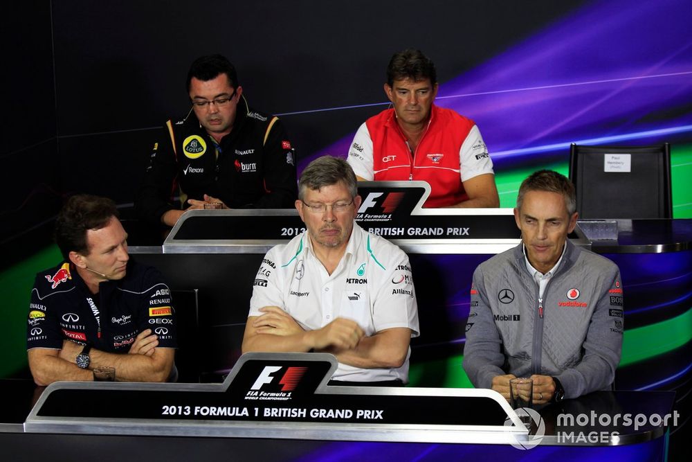 Après avoir été absent de la précédente conférence de presse à Montréal, une dizaine de jours après la révélation de l'affaire, Paul Hembery est également absent de la première conférence depuis le verdict, à Silverstone.