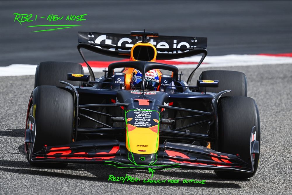 Red Bull's new nose can allow airflow underneath to reduce blockage effects and minimise pockets of flow separation