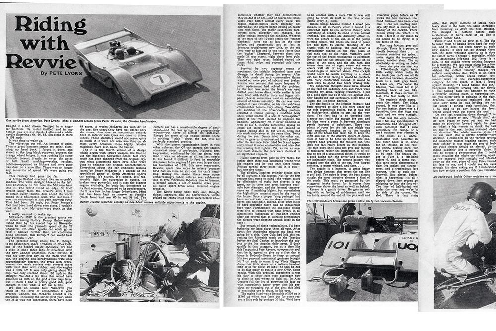 Lyons’s Riding with Revvie piece appeared in the 25 November 1971 edition of Autosport